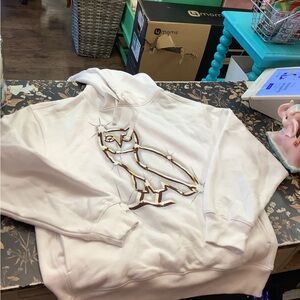 October's Very Own White Hoodie with Gold Owl